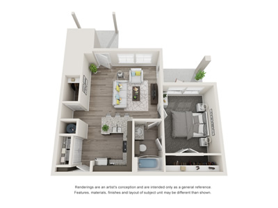 One Bedroom / One Bath - 704 Sq. Ft.*